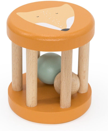 Trixie houten rollende rammelaar - mr. fox - eerste speelgoed baby - kraamcadeau - voor jongens meisjes