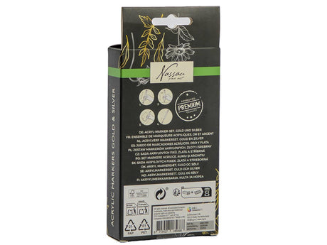 Nassau acryl marker set goud zilver - 5st.