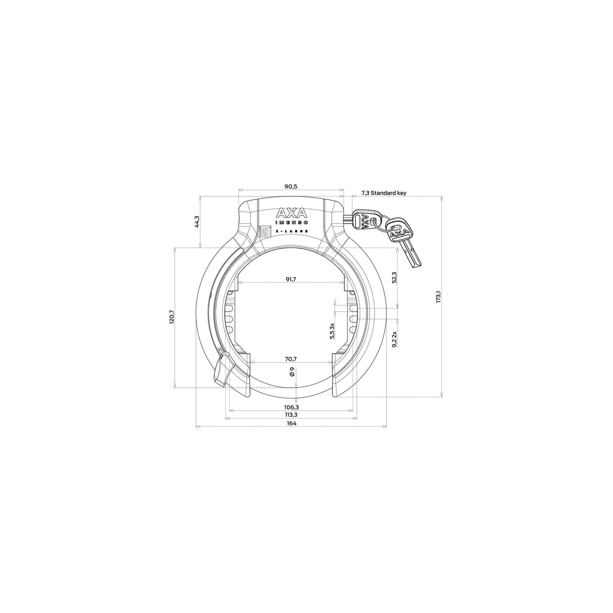 Werkplaatsverpakking Ringslot AXA Imenso X-Large Zwart (P20)
