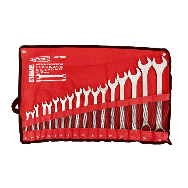 Awtools platte-oogsleutelset 17szt. 8mm-32mm