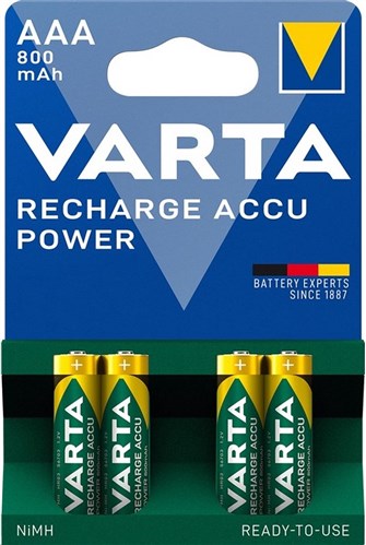 Varta oplaadbare mini penlite batterij aaa 800 mah nimh 1.2v 4 stuks op kaart
