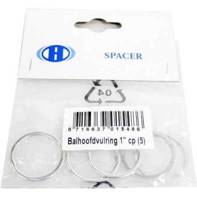 Hzb balhoofdvulring 1 inch 22.2 mm chroom 5 stuks 6500060