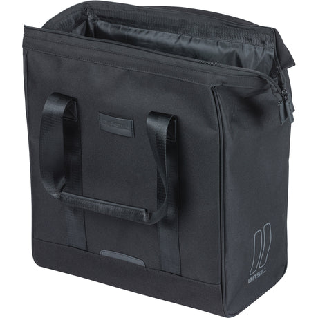 Basil tas grand fietsshopper zwart | mik hooks | 23l