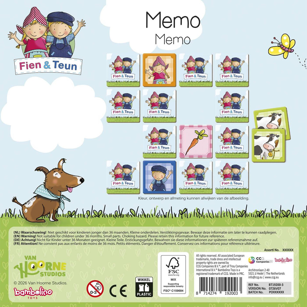 Fien teun memo spelletje - geheugen spel educatief spelgoed - boerderij - bambolino toys - vanaf 3 jaar