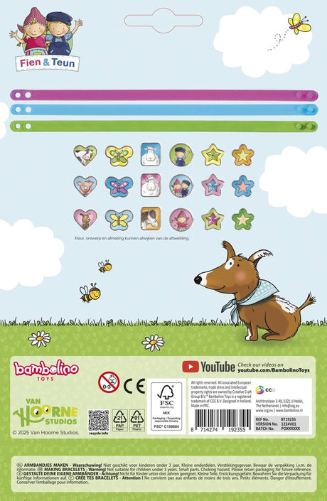 Fien teun schuif armbandjes maken - 3 armbandjes met 18 schuifbedels - vanaf 3 jaar - bambolino toys - boerderij thema