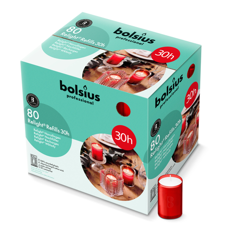 Bolsius relight navulling rood ø52x64 mm 30 uur (80 stuks)