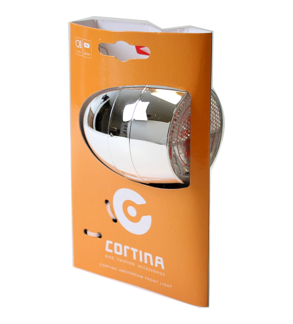 Cortina koplamp Amsterdam batterij chroom