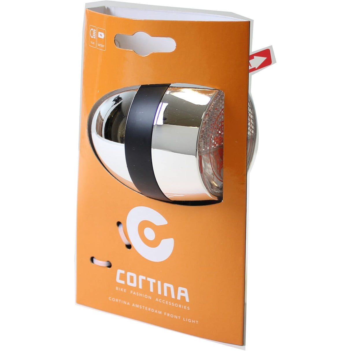 Cortina Koplamp Amsterdam batterij chroom zwart