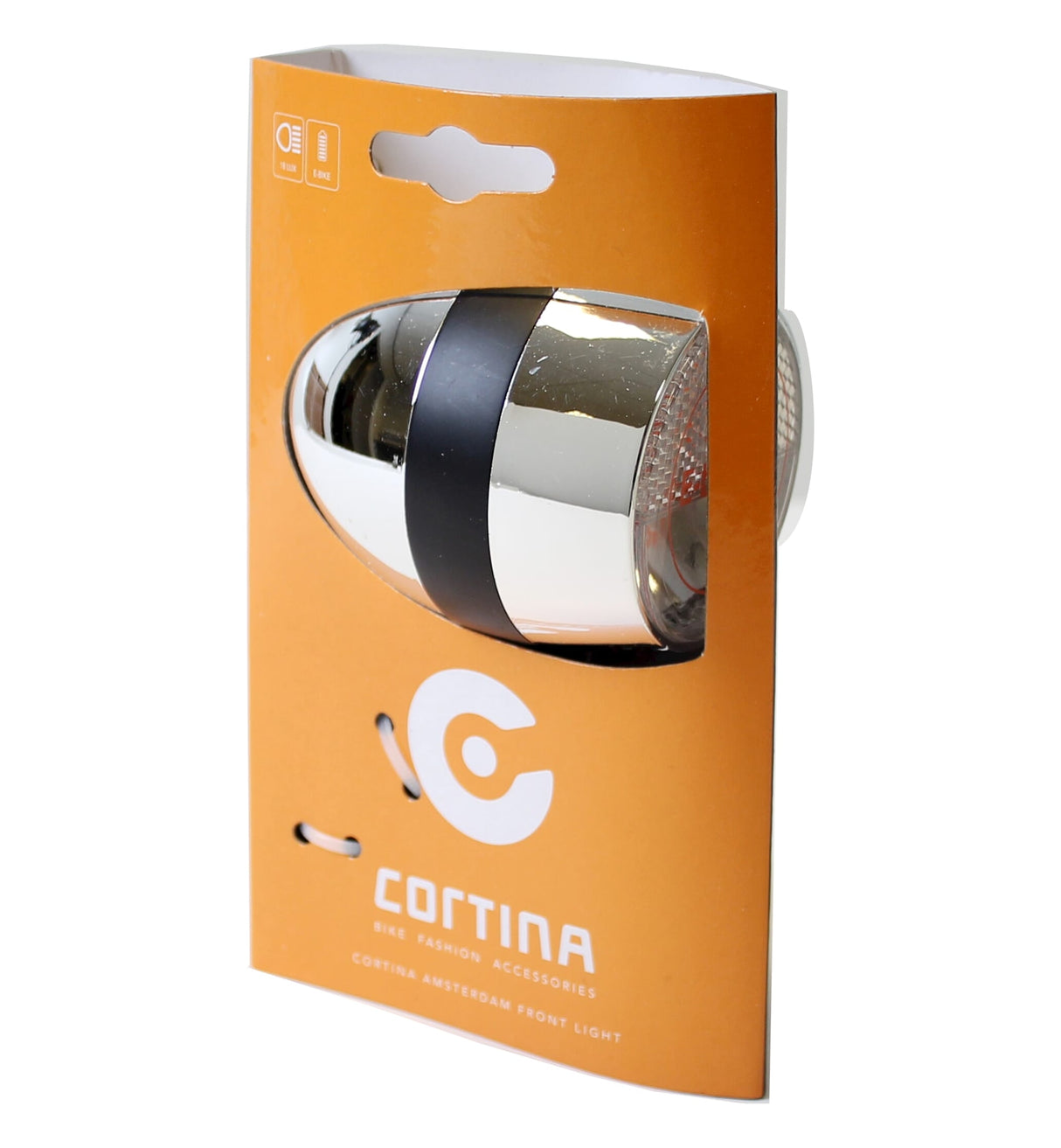 Cortina koplamp Amsterdam E-bike chroom zwart