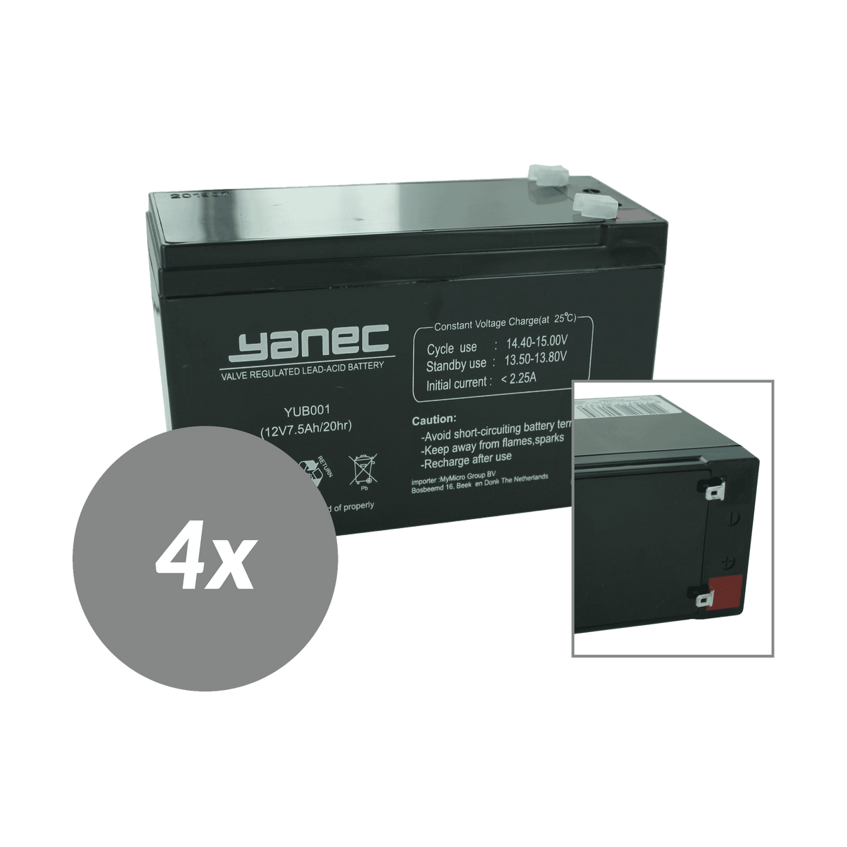 Yanec ups batterij vervangingsset rbc8 (excl. kabels)