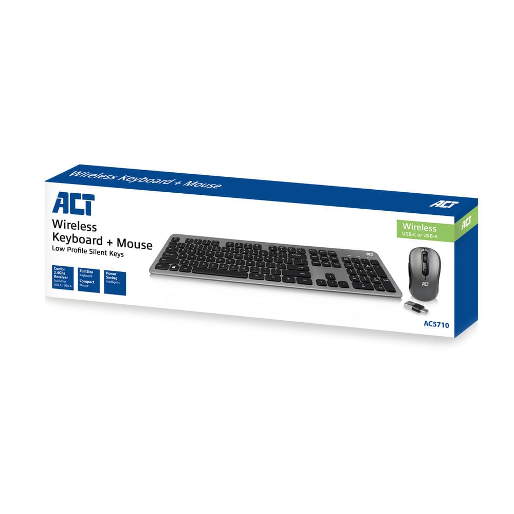 Act draadloze set met toetsenbord en muis (qwerty us layout)