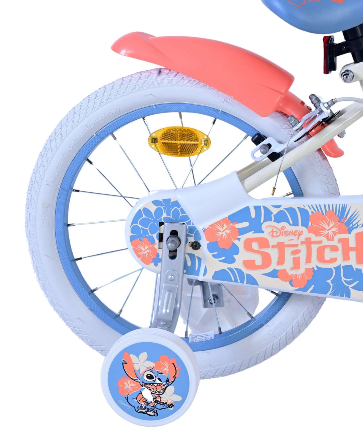 Stitch Stitch Kinderfiets Meisjes 16 inch Crème Koraal Blauw Twee handremmen