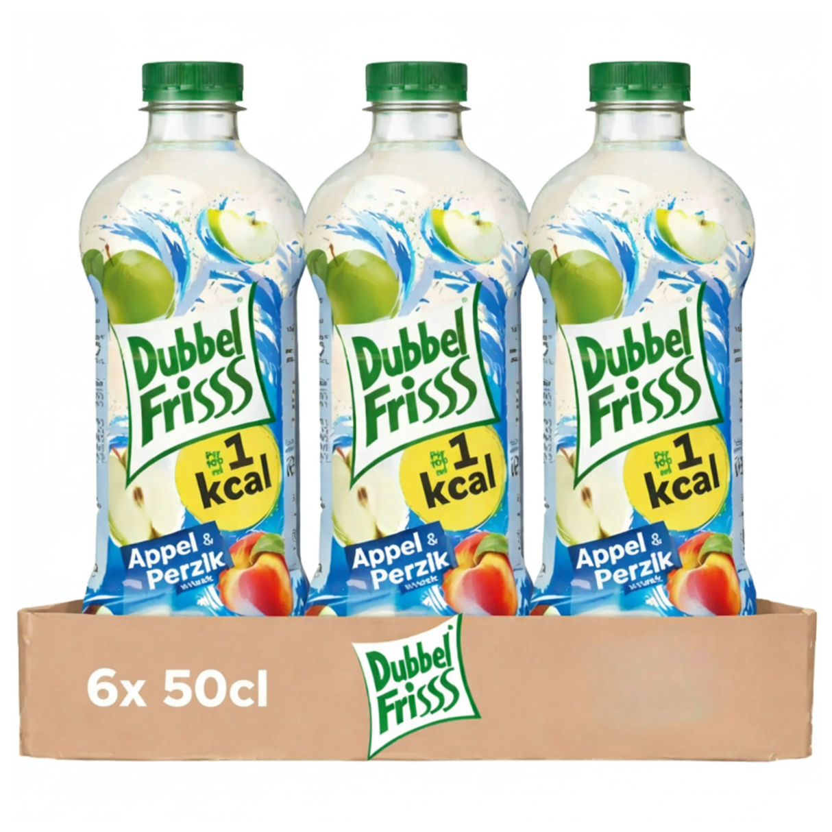 Dubbelfrisss appel perzik 1kcal pet (6x 50cl)