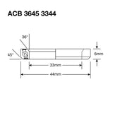 Enduro bearings acb 3645 3344 ss - 440c stainless (angular contact) - 33x44x6 (36x45°)