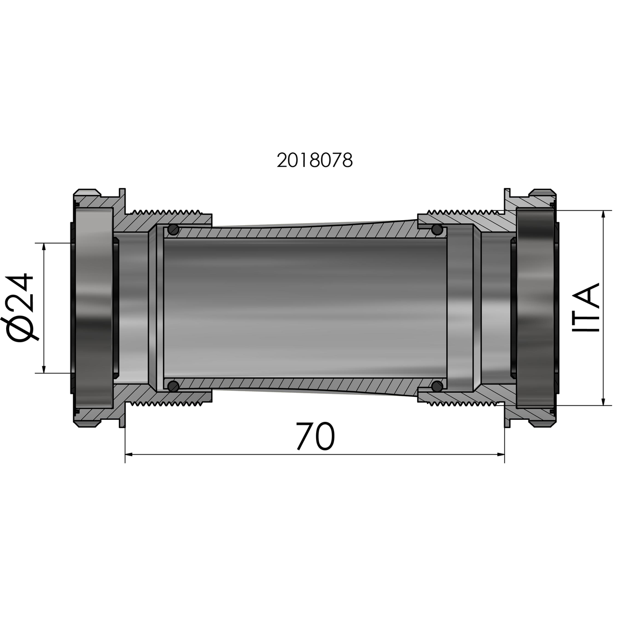Trapas Elvedes BSA IB30 Italiaanse draad 24 mm