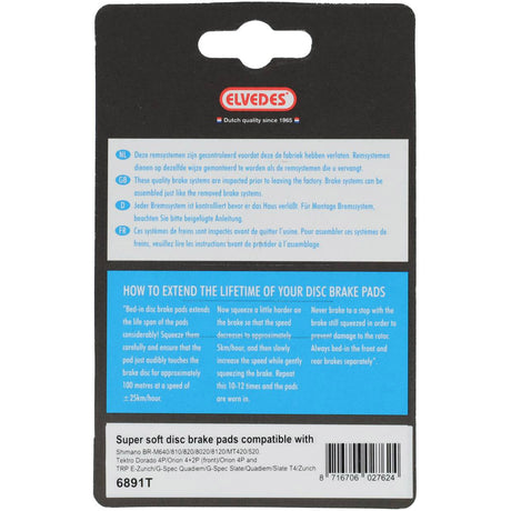 Elvedes cable systems bv schijfremblokset elvedes - shimano - organische compound (resin) - 1 paar