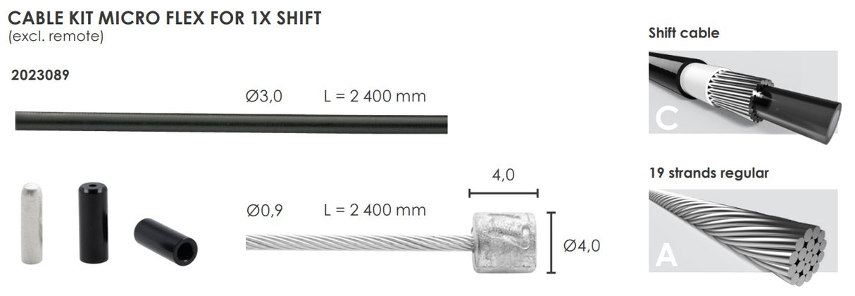 Elvedes schakel kabelkit micro flex ø3,2mm 2400mm 2500mm