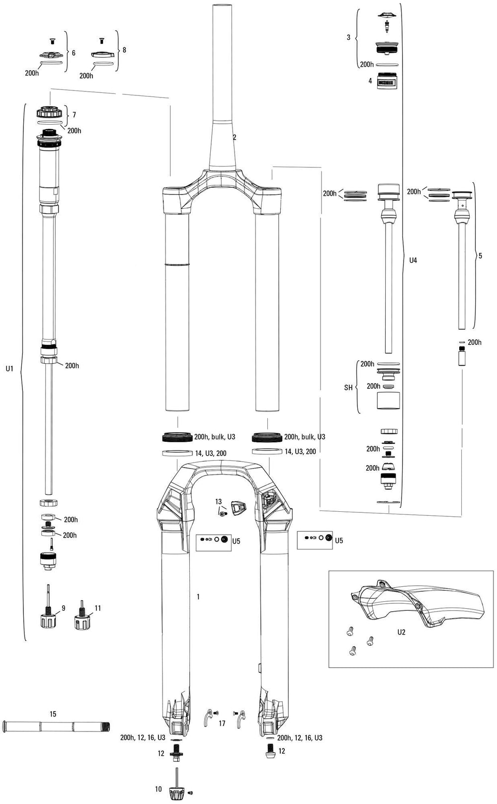 Rockshox verende voorvork lyrik ultimate rc2 sus.fork rs lyrik ult.rc2 27,5 boost 140mm black
