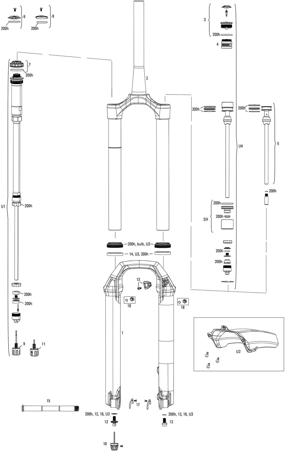 Rockshox verende voorvork pike ultimate rc2 susp.fork rs pike ult.rc2 27,5 boost 140mm sil.