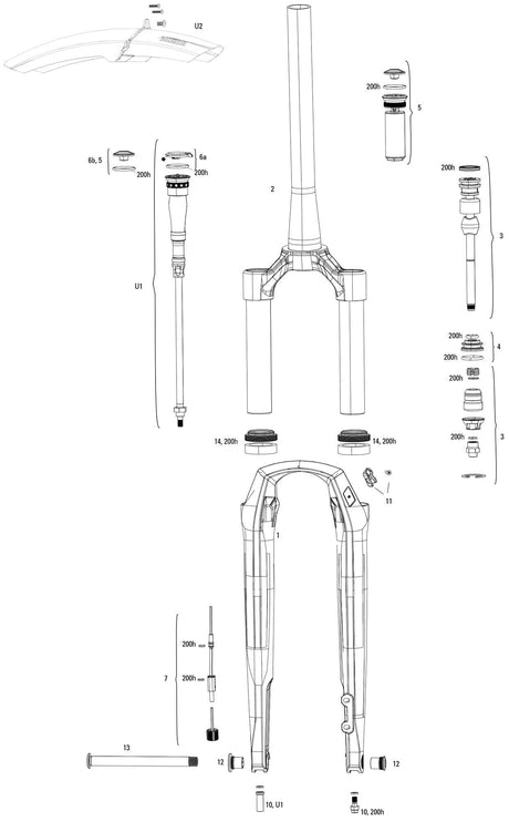 Rockshox federgabel rudy ultimate race day 2 xplr rs suspension fork rudy u rd2 700c black 40mm 51off