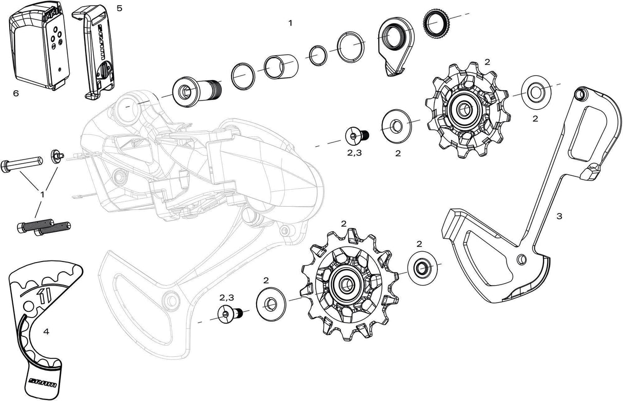 Sram achterderailleur x01 eagle axs rear derail. x01 eagle axs 52t red