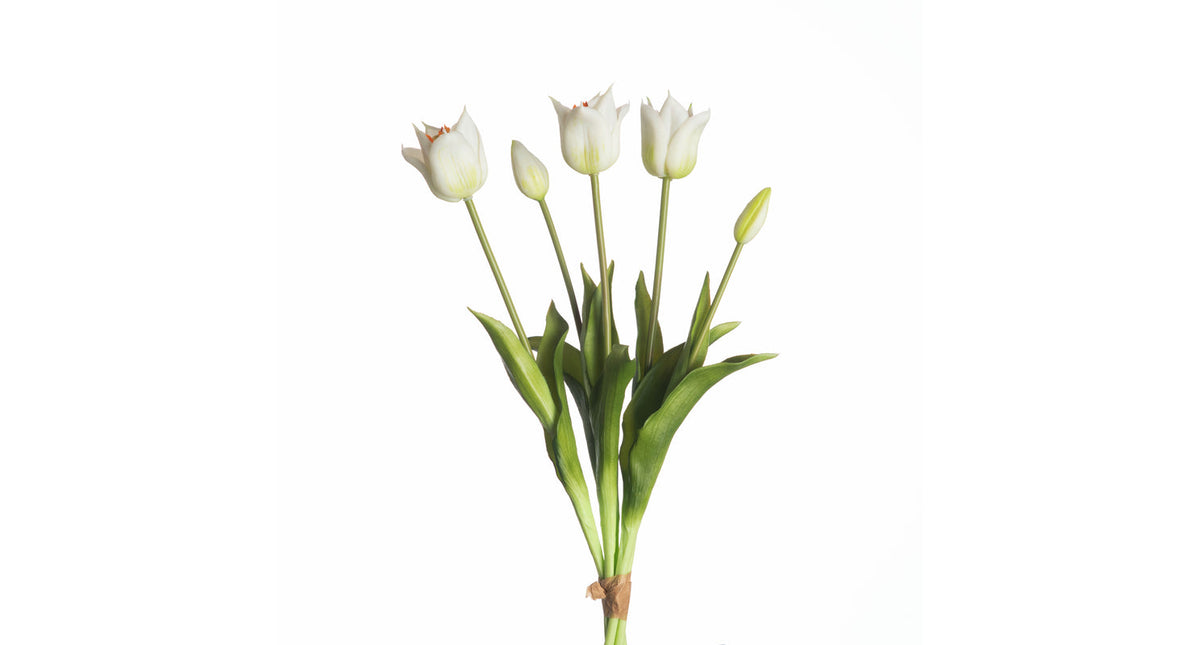 Real touch tulip bundle x5 l45cm white
