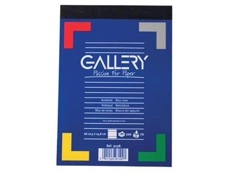 Gallery notitieblok formaat 105 x 148 cm (a6) gelijnd blok van 100 vel