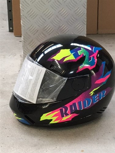 Lp integraalhelm xl 61cm race zwart retro