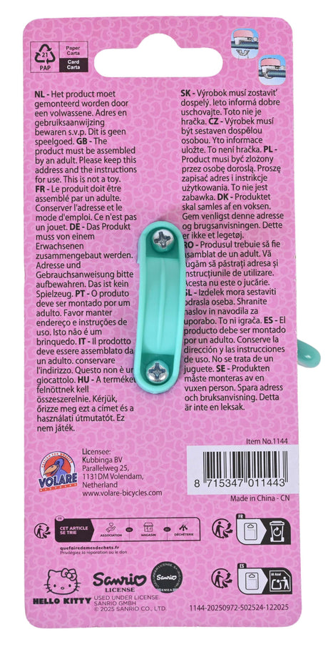 Volare hello kitty fietsbel - meisjes - roze