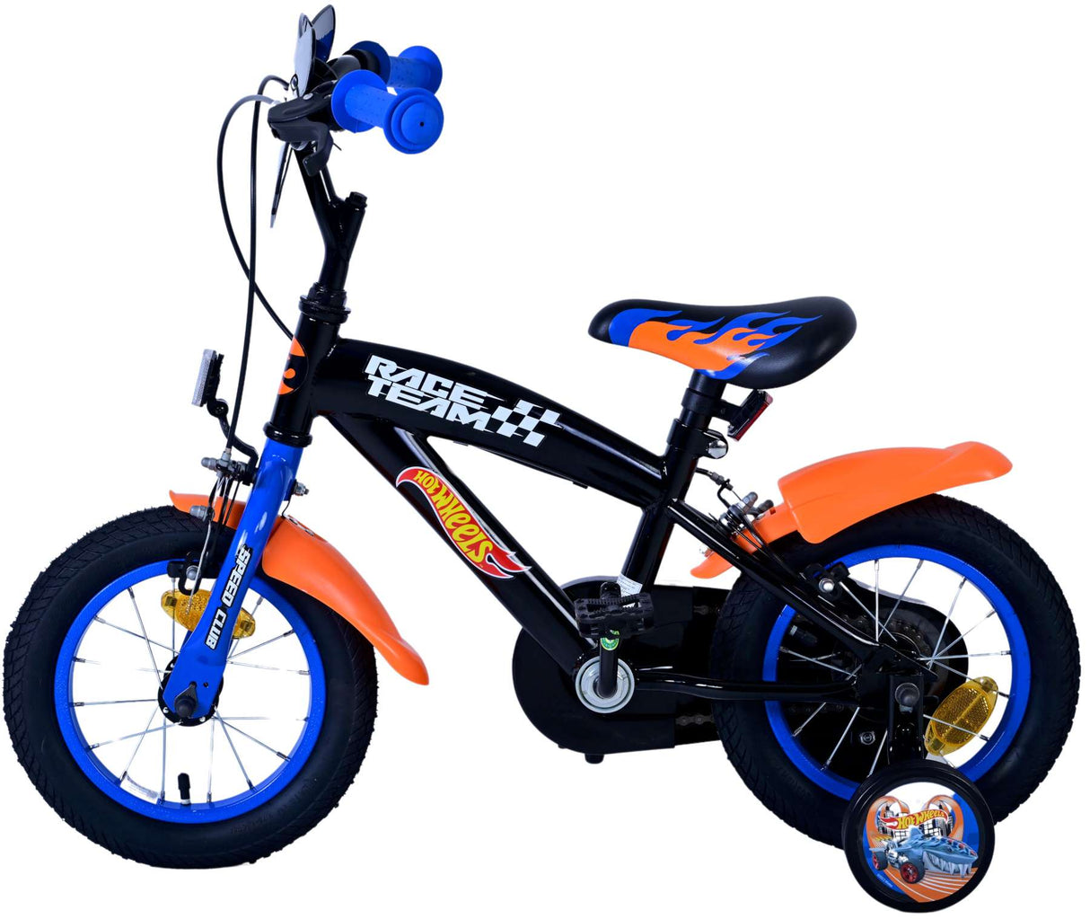 Hot Wheels Kinderfiets Jongens 12 inch Zwart Oranje Blauw Twee handremmen