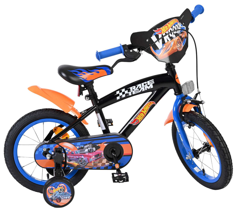 Heiße räder hot wheels kinderfiets - jongens - 14 inch - zwart oranje blauw