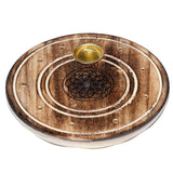 Mango hout ronde flower of life wierookhouder