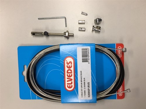 Kabelset Elvedes Trommelrem 1.70M 2.35M Rvs Zwart