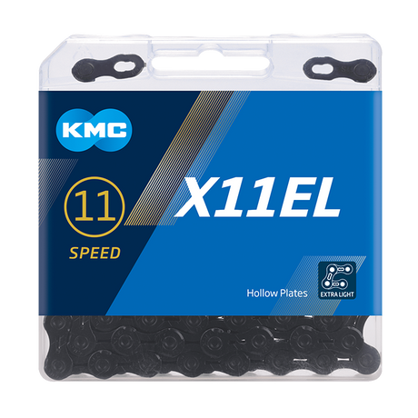 Kmc ketting x11el waxed 11 speed 118 links zwart incl. missinglink