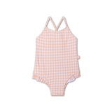 Sunset grid | oranje wit meisjes uv badpak