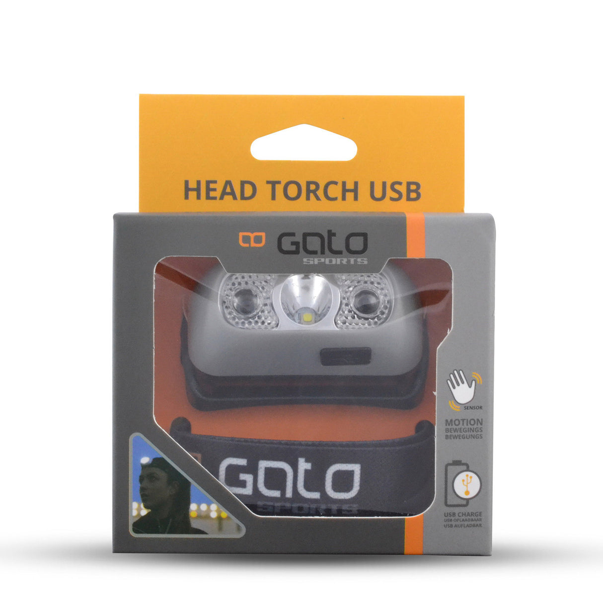 hoofd- helmlamp USB grijs one-size