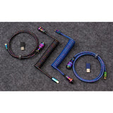 Keychron Premium Coiled Aviator Cable Rainbow Plated Blue