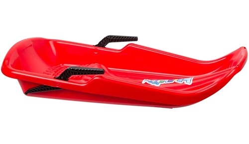 Nijland slee plastic met rem en trekkoord rood