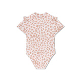 Leopard | beige meisjes uv badpak met korte mouwen