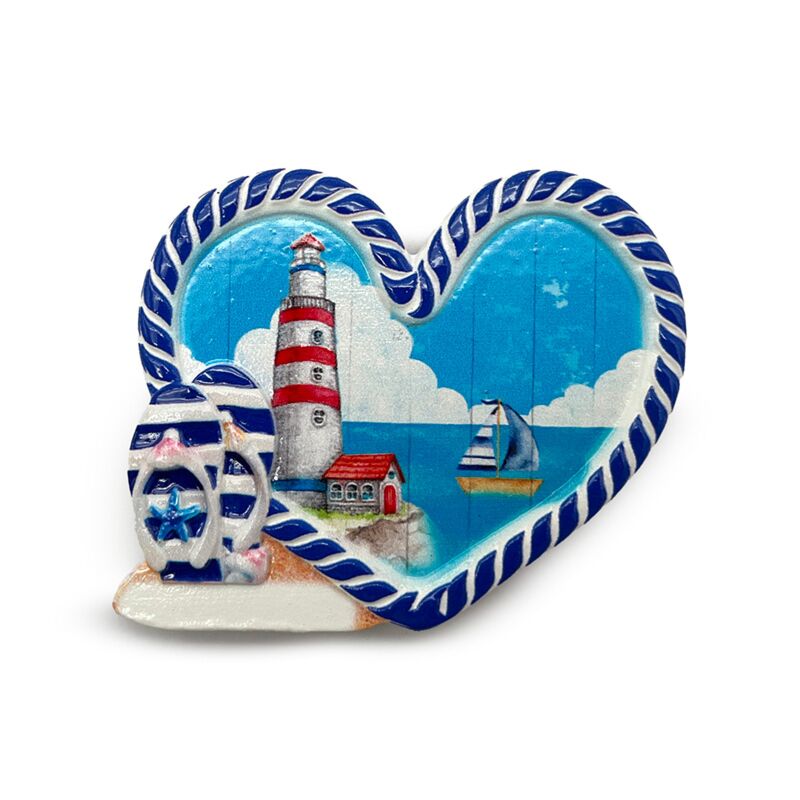 Strand zee magneet hartvormig vuurtoren boot