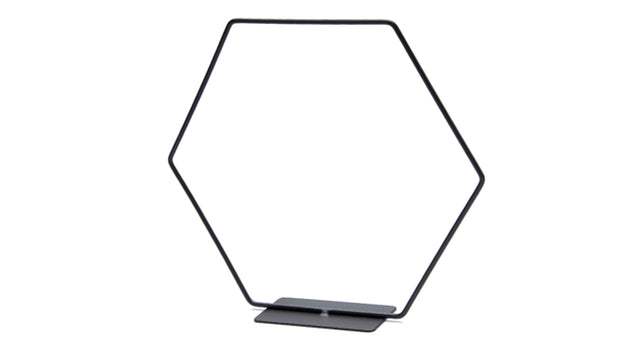 Metal hexagon on base 25cm black