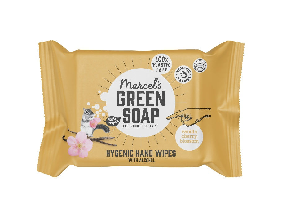 Marcel's green soap hand reinigingsdoekjes vanilla cherry blossom