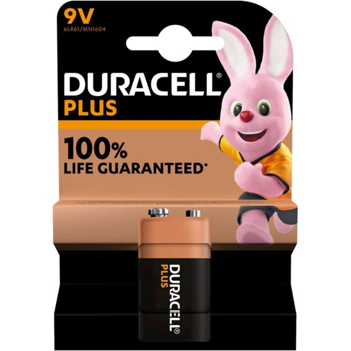 Duracell plus alkaline 100% 9v 6lr61 per stuk