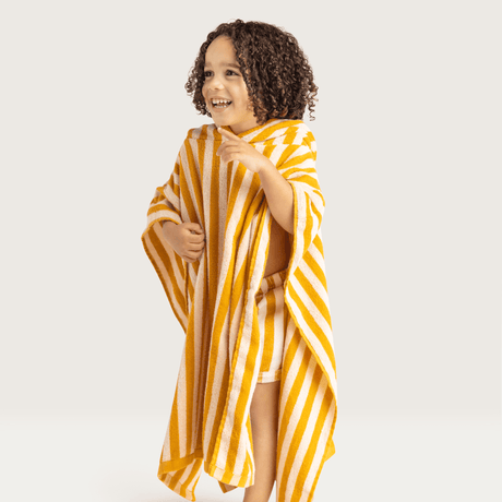 Flow | geel witte strandponcho 65 x 65 cm