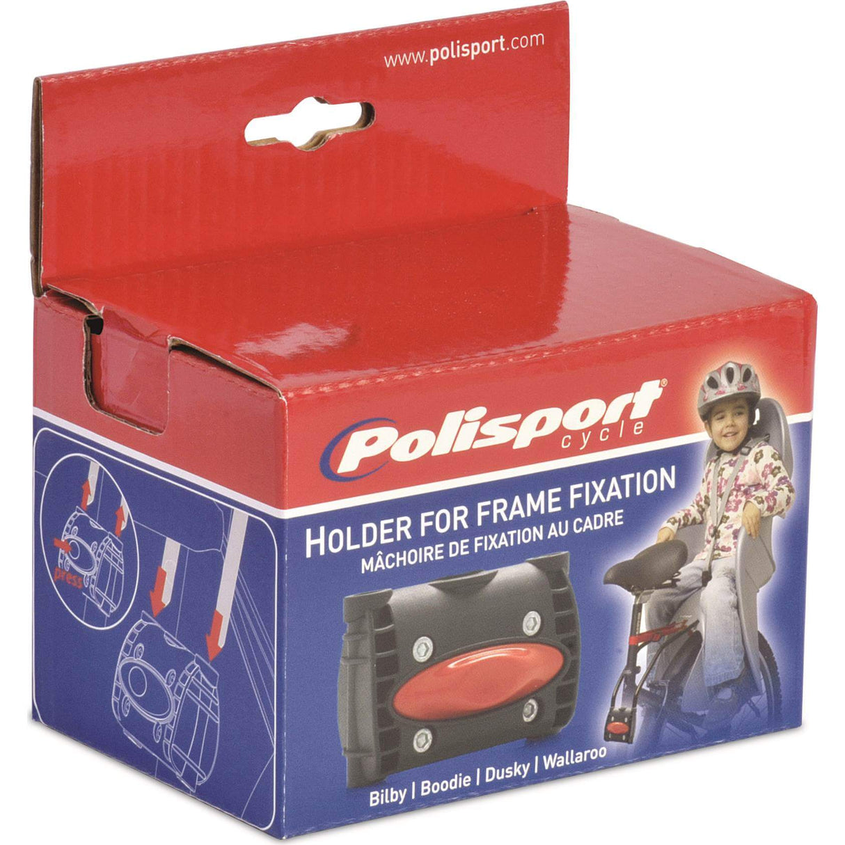 Polisport Adapter achterzitje 10 cm framebevestiging zwart