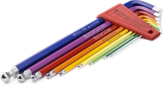 Pb swiss tools pb inbussleutelset kleur lang+kogelkop