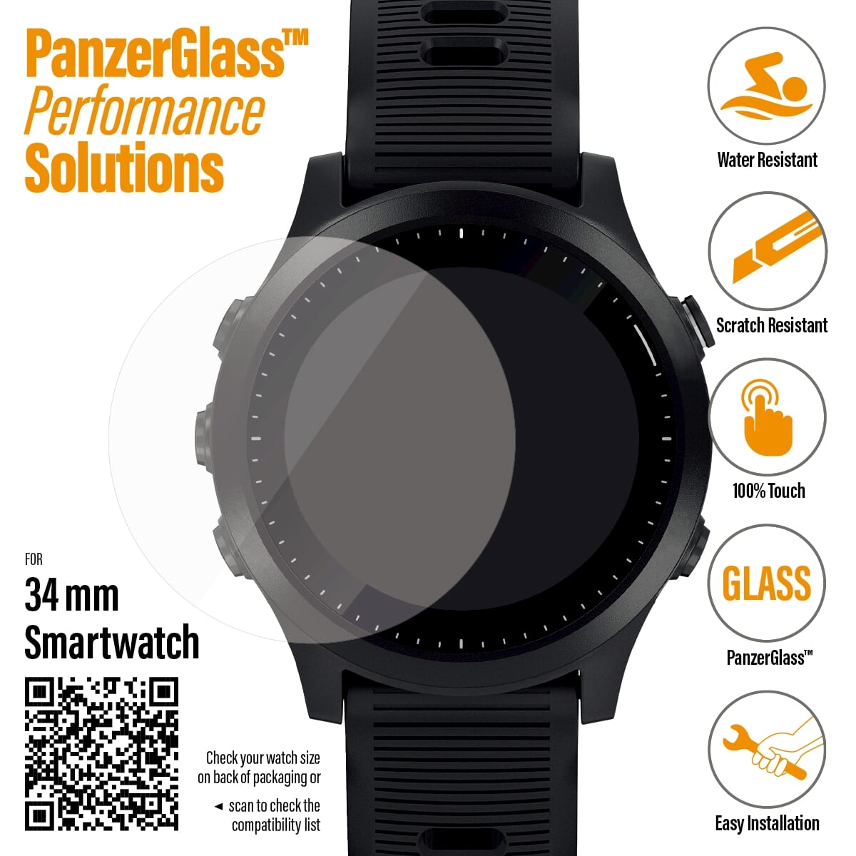 Panzerglass smartwatch 34mm screenprotector