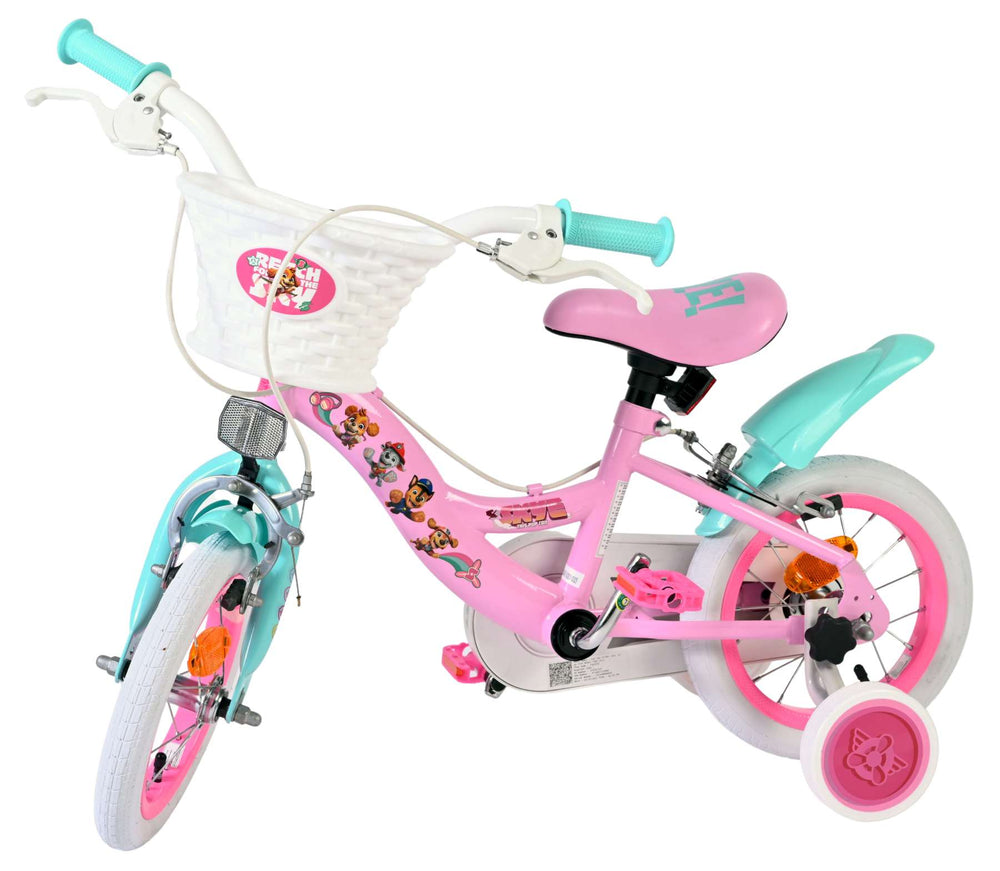 Paw patrol kinderfiets - meisjes - 12 inch - roze - twee handremmen