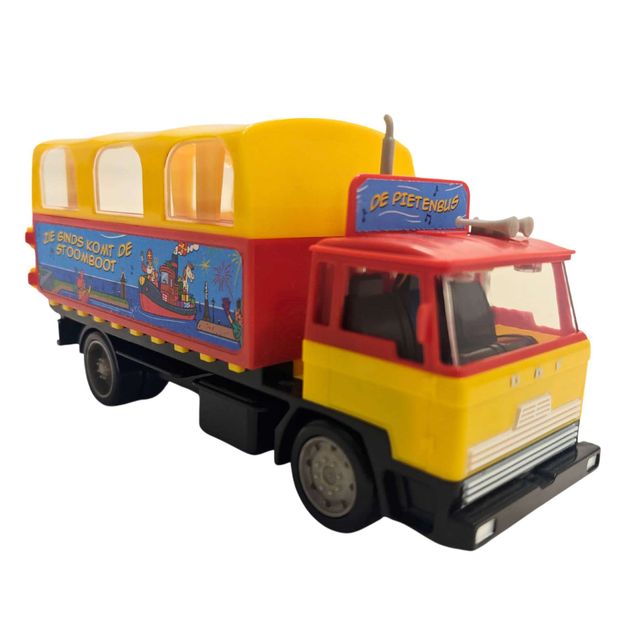 Volare sinterklaas en pietenbus met toetergeluid