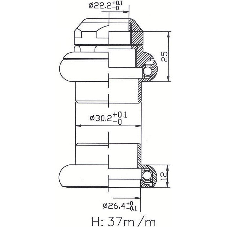 E balhoofdstel1 inch draad cartr alu 26.4 conus zwart